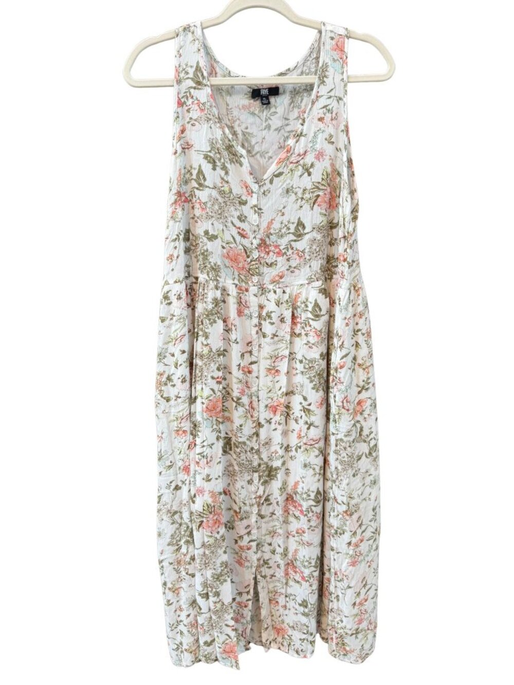 Frye Floral Button Front Crinkle Gauze Maxi Dress XL Cottagecore